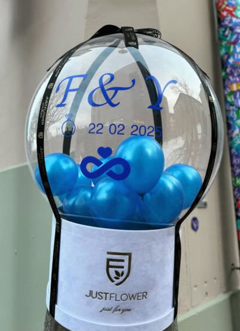 Personalisierte Geschenkbox mit Ballon und Initialen – kreative Geschenkidee