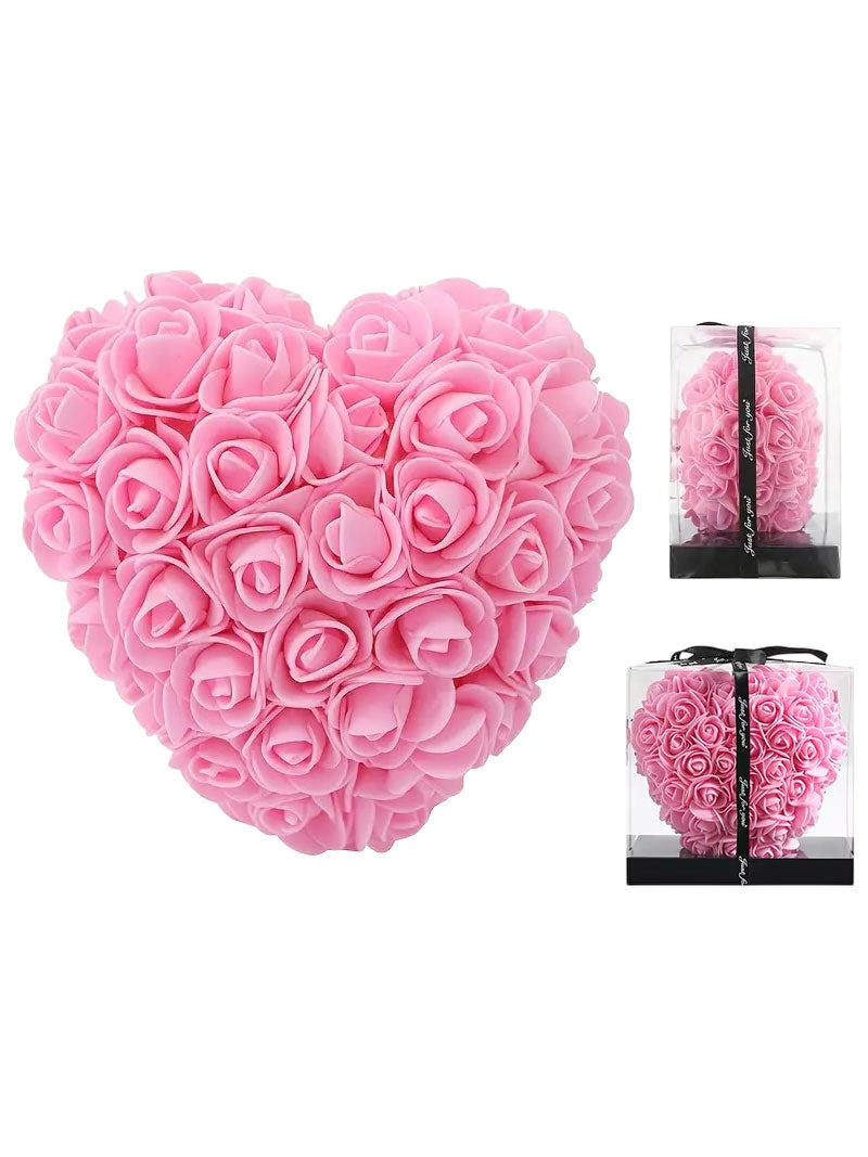 Rosenherz Rosa – Ewiges Herz aus Kunstrosen, perfektes Geschenk für den Valentinstag und besondere Anlässe.