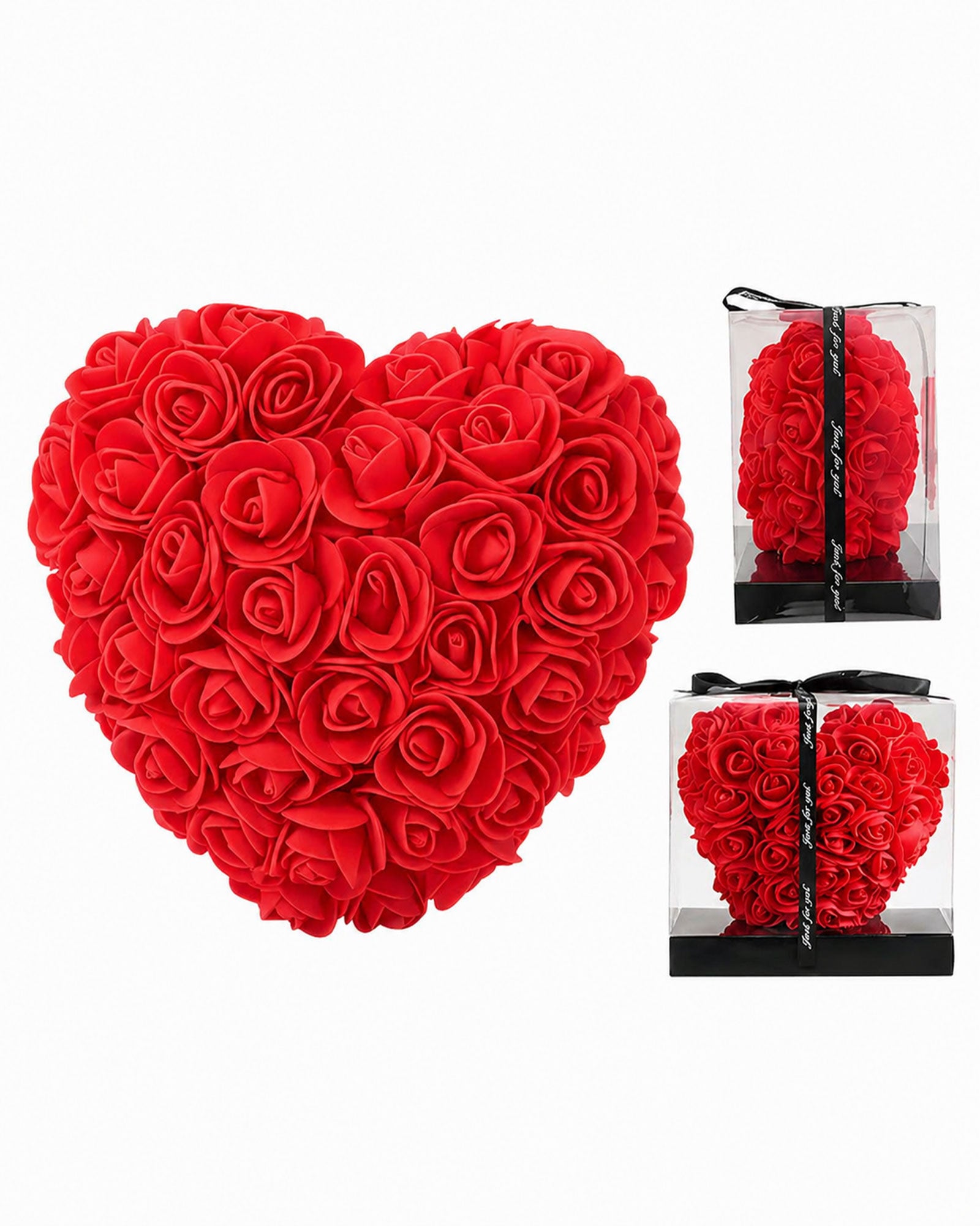 Rotes Rosenherz aus künstlichen Rosen als romantisches Geschenk für besondere Anlässe bei JustFlower