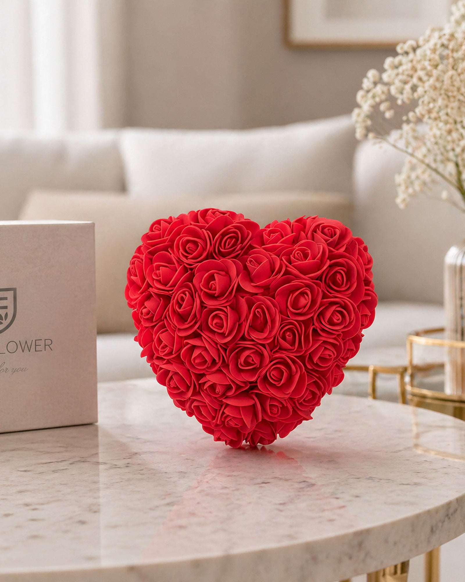 Rosenherz Rot als stilvolle Dekoration und Geschenkidee für Zuhause, Valentinstag, Geburtstag oder Muttertag
