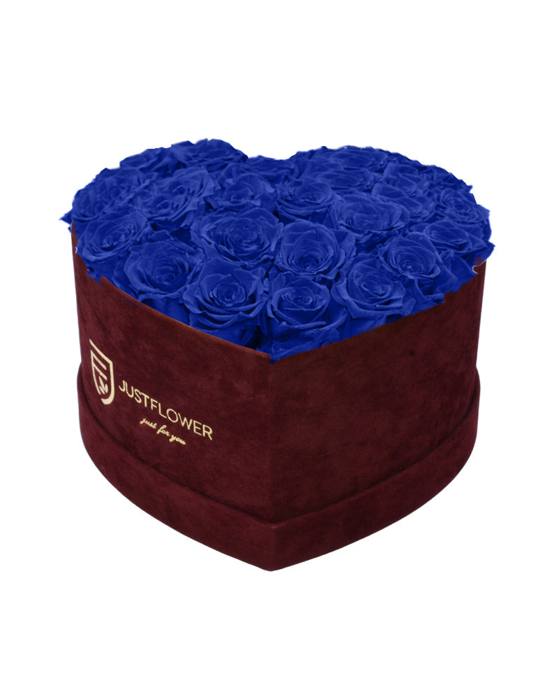 Rosenbox Herz mit Infinity Rosen in Dunkelblau – Diese edle Rosenbox Herz enthält konservierte dunkelblaue Infinity Rosen, die für Eleganz und Raffinesse stehen. Die ewigen Rosen behalten ihre lebendige Farbe und sind die ideale Wahl für besondere Anlässe. Bestellen, verschenken oder kaufen Sie diese exquisite Rosenbox bei JustFlower.ch.