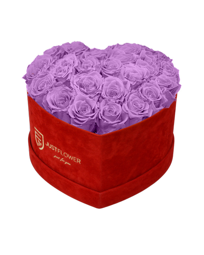 Rosenbox Herz mit Infinity Rosen in Lilac – Ein bezauberndes Rosenbox Herz, gefüllt mit konservierten lilafarbenen Infinity Rosen, das für Ruhe und Eleganz steht. Diese ewigen Rosen behalten ihre lebendige Farbe und Frische, um Ihre besonderen Momente zu bereichern. Bestellen, verschenken oder kaufen Sie diese edle Rosenbox bei JustFlower.ch und verleihen Sie Ihrem Zuhause einen Hauch von Luxus.