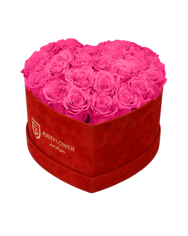 Rosenbox Herz mit Infinity Rosen in Pink – Ein bezauberndes Rosenbox Herz aus konservierten pinken ewigen Rosen, das für Liebe, Zuneigung und Freude steht. Diese Rosen behalten ihre Schönheit und Frische für immer. Bestellen, verschenken oder kaufen Sie diese edle Rosenbox bei JustFlower.ch und verleihen Sie besonderen Momenten eine einzigartige Note.