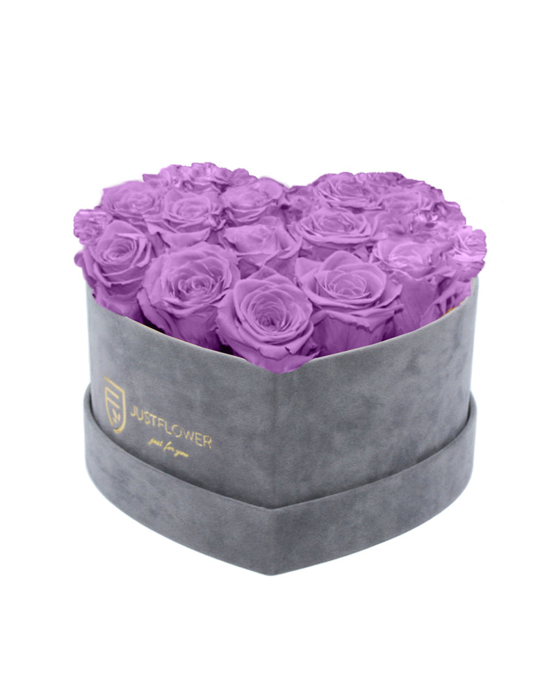 Rosenbox Herz mit Lilafarbenen Infinity Rosen – Diese luxuriöse Rosenbox in Grau, gefüllt mit ewigen lilafarbenen Rosen, bringt einen Hauch von Eleganz und Stil in jeden Raum. Die konservierten Rosen sind ideal für besondere Anlässe wie Hochzeiten, Jubiläen oder einfach als einzigartiges Geschenk. Bestellen Sie diese Infinity Rosenbox Herz mit ewigen Rosen bei JustFlower.ch und erleben Sie die perfekte Kombination aus Schönheit und Langlebigkeit.