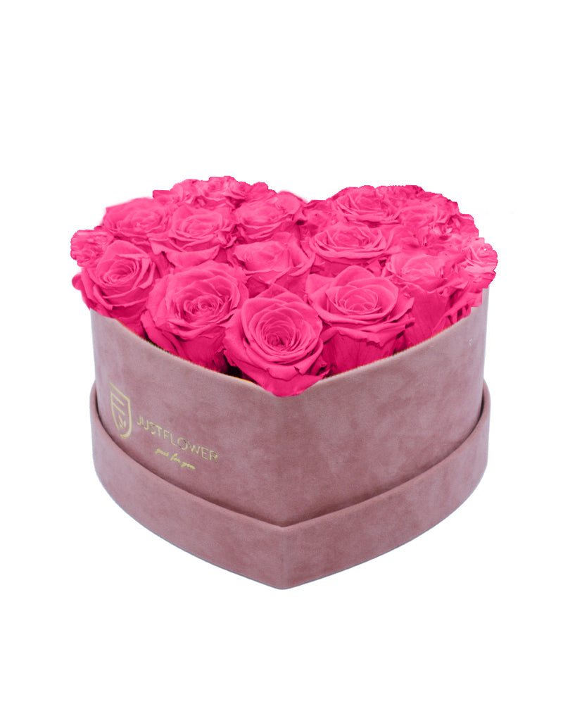 Infinity Rosenbox Herz mit pinken Infinity Rosen – Diese exquisite Infinity Rosenbox Herz enthält konservierte pinke Rosen in einer eleganten Velvet Rosenbox. Bestellen Sie diese luxuriöse Rosenbox bei JustFlower.ch und schaffen Sie unvergessliche Momente.