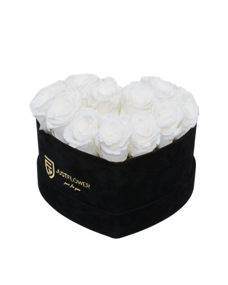 Infinity Rosenbox Herz mit konservierten weißen Rosen – Diese elegante Infinity Rosenbox in Schwarz enthält konservierte weiße Rosen, die durch ihre langlebige Schönheit und edle Verarbeitung bestechen. Die ewigen Rosen sind perfekt für edle Geschenke oder besondere Anlässe. Bestellen Sie jetzt diese exklusive Rosenbox bei JustFlower.ch und lassen Sie sich von der außergewöhnlichen Qualität begeistern.