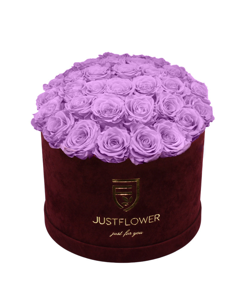 Rosenbox Rund Burgund | Infinity Rosen |  Velvet Deluxe XL
