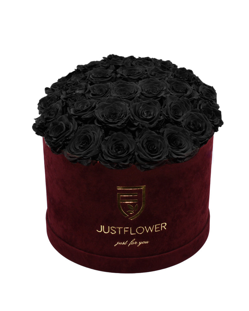 Rosenbox Rund Burgund | Infinity Rosen |  Velvet Deluxe XL