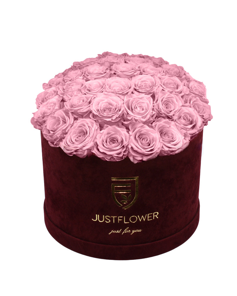 Rosenbox Rund Burgund | Infinity Rosen |  Velvet Deluxe XL