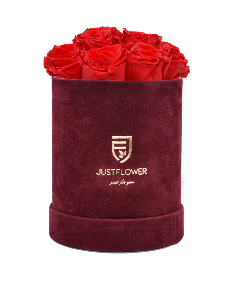 Luxuriöse Rosenbox mit Infinity Rosen. Bestellen Sie Ihre ewige Rosenbox bei JustFlower.ch für stilvolle Dekoration.